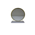 19" Brass Metal Round Freestanding Ornate Framed Makeup Shaving Tabletop Mirror