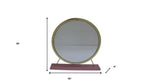 19" Brass Metal Round Freestanding Ornate Framed Makeup Shaving Tabletop Mirror