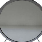 19" Gray Metal Round Freestanding Ornate Framed Makeup Shaving Tabletop Mirror
