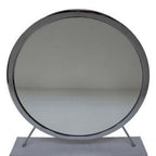 19" Gray Metal Round Freestanding Ornate Framed Makeup Shaving Tabletop Mirror