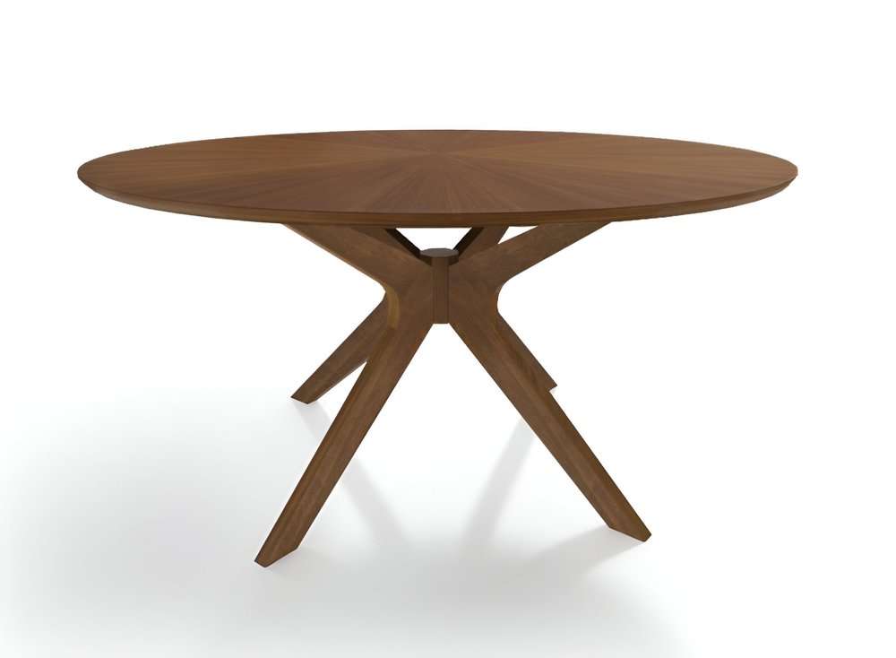 59" Brown Rounded Pedestal Base Dining Table