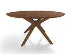 59" Brown Rounded Pedestal Base Dining Table