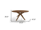 59" Brown Rounded Pedestal Base Dining Table
