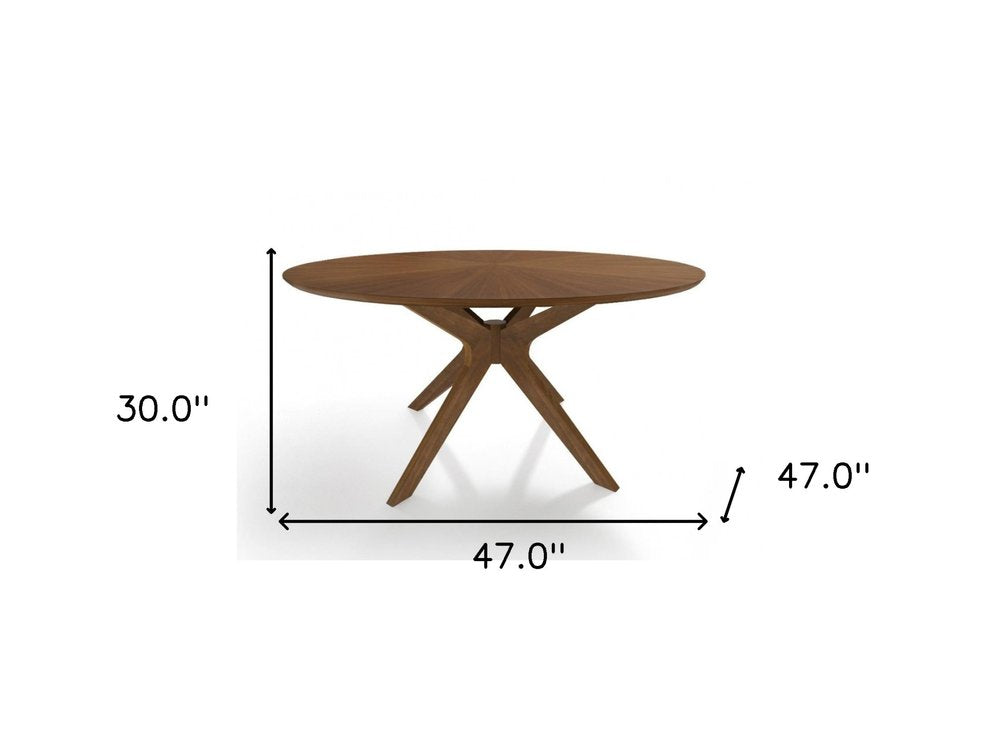 59" Brown Rounded Pedestal Base Dining Table
