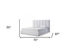 White Ribbed Texture Velvet Upholstered Queen Bed Frame
