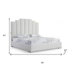 White Wood And Faux Leather Queen Bed Frame with USB