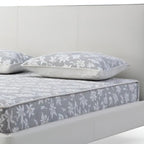 White Wood And Faux Leather King Bed Frame With USB