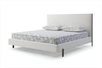 White Wood And Faux Leather King Bed Frame With USB