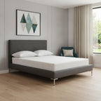 Dark Gray Faux Leather Queen Bed Frame