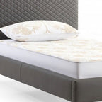 Gray and Dark Gray Wood And Faux Leather Twin Bed Frame
