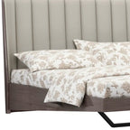 King Grey Upholstered Faux Leather and Ivory Gloss Bed Frame