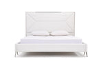 White Tufted Faux Leather Upholstered Queen Bed Frame