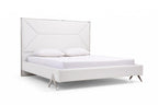 White Tufted Faux Leather Upholstered Queen Bed Frame