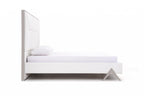 White Tufted Faux Leather Upholstered Queen Bed Frame