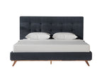 Gray and Brown Wood And Tufted Polyester King Bed Frame