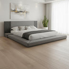 Dark Gray Upholstered King Bed Frame