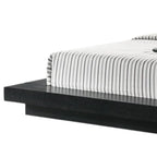Black and Gray Wood And Faux Leather Queen Bed Frame With Attached Nightstands