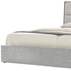 Brown and Gray Wood Upholstered Queen Bed Frame