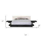 Walnut and White Wood And Faux Leather King Bed Frame With Attached Nightstands