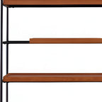 70" Oak And Black Metal and Wood Six Tier Etagere Bookcase