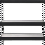 48" Black And Natural Metal and Wood Adjustable Four Tier Bookcase