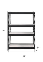 48" Black And Natural Metal and Wood Adjustable Four Tier Bookcase