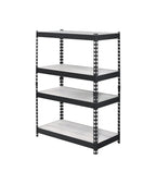 48" Black And Natural Metal and Wood Adjustable Four Tier Bookcase