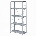 54" Gray And Silver Metal and Wood Four Tier Etagere Bookcase
