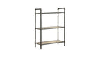 36" Antique Oak and Sandy Gray Metal Three Tier Standard Bookcase