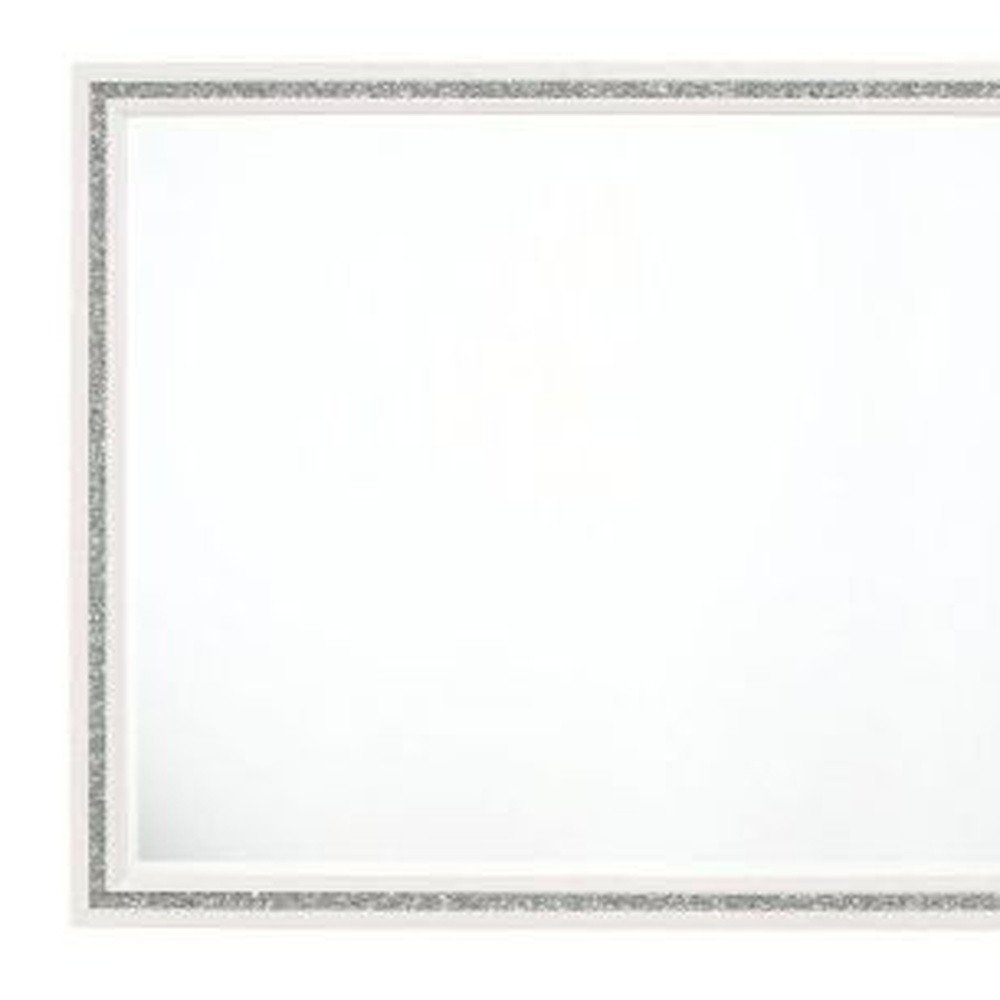 35" White Wood Framed Mounted Dresser Mirror