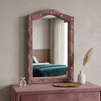 30" Pink Abstract Wood Framed Mounted Dresser Mirror