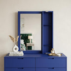 32" Blue Metal Framed Dresser Mirror