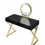 42" Black And Gold Glass and Wood Mirrored Vanity Table