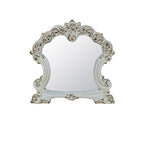 45" White Abstract Wood Framed Mounted Dresser Mirror