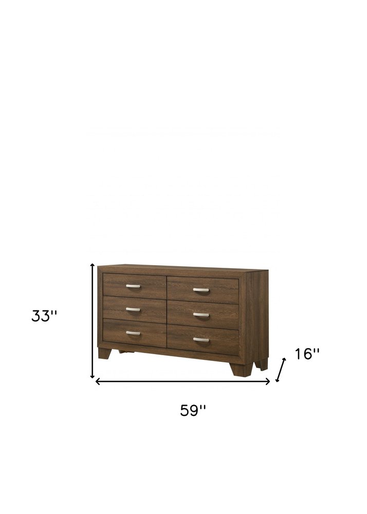 63" Black Solid and Manufactured Wood Six Drawer Double Dresser