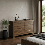 63" Black Solid and Manufactured Wood Six Drawer Double Dresser
