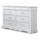 56" White Solid Wood Eight Drawer Double Dresser