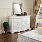 56" White Solid Wood Eight Drawer Double Dresser