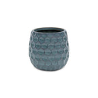 Blue Ceramic 15 Ounce Round Distressed Pot Planter