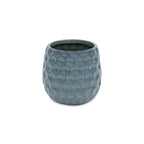 Blue Ceramic 15 Ounce Round Distressed Pot Planter