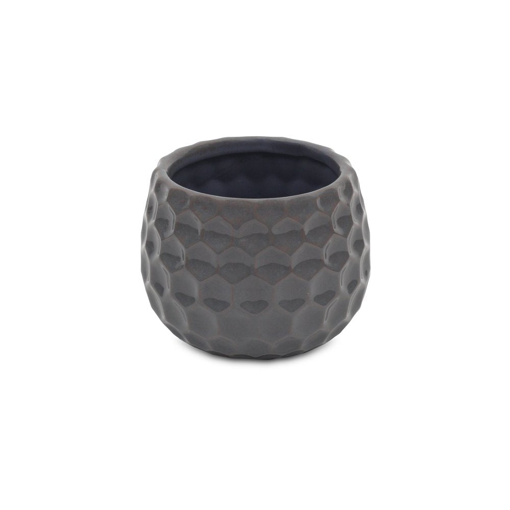 Gray Ceramic 17 Ounce Round Distressed Pot Planter