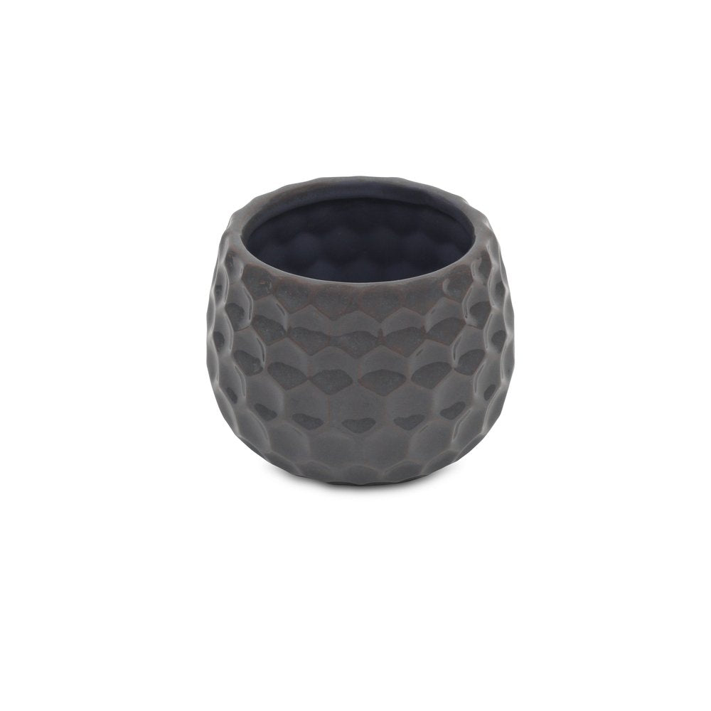 Gray Ceramic 17 Ounce Round Distressed Pot Planter
