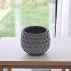 Gray Ceramic 17 Ounce Round Distressed Pot Planter