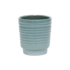 Celadon Ceramic 35 Ounce Striped Round Distressed Pot Planter