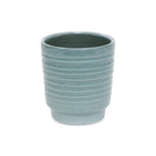 Celadon Ceramic 35 Ounce Striped Round Distressed Pot Planter