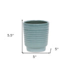 Celadon Ceramic 35 Ounce Striped Round Distressed Pot Planter