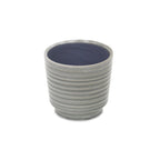 Gray Ceramic 23 Ounce Striped Round Distressed Pot Planter