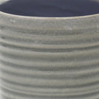 Gray Ceramic 23 Ounce Striped Round Distressed Pot Planter