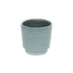Green Ceramic 23 Ounce Striped Round Distressed Pot Planter