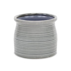 Gray Ceramic 51 Ounce Striped Round Distressed Pot Planter
